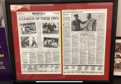 "A League of Their Own" newspaper article. Photo by Burl "The Coach" Jones.